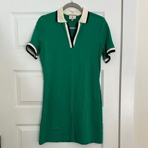 Tuckernuck Green Polo Dress with Cream Collar and Navy Trim